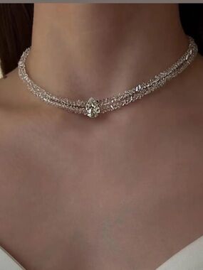 Bohemian choker necklace jewelry glass bead necklace with crystal charm